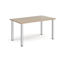 Rectangular chrome radial leg meeting table 1400mm x 800mm - Barcelona walnut