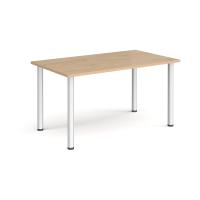 Rectangular silver radial leg meeting table 1400mm x 800mm - Kendal oak