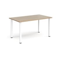 Rectangular white radial leg meeting table 1400mm x 800mm - Barcelona walnut