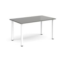 Rectangular white radial leg meeting table 1400mm x 800mm - onyx grey