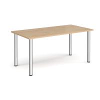 Rectangular chrome radial leg meeting table 1600mm x 800mm - Kendal oak
