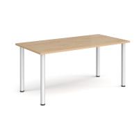 Rectangular silver radial leg meeting table 1600mm x 800mm - Kendal oak