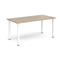 Rectangular white radial leg meeting table 1600mm x 800mm - Barcelona walnut
