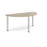 Semi circular chrome radial leg meeting table 1600mm x 800mm - Barcelona walnut