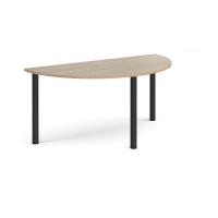 Semi circular black radial leg meeting table 1600mm x 800mm - Barcelona walnut