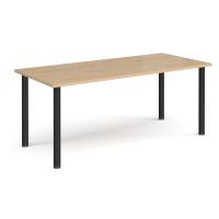 Rectangular black radial leg meeting table 1800mm x 800mm - Kendal oak