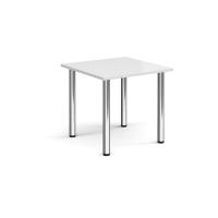 Square chrome radial leg meeting table 800mm x 800mm - white