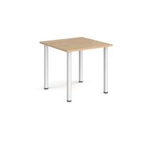 Rectangular silver radial leg meeting table 800mm x 800mm - Kendal oak