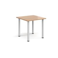 Rectangular white radial leg meeting table 800mm x 800mm - beech