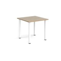 Rectangular white radial leg meeting table 800mm x 800mm - Barcelona walnut