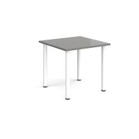 Rectangular white radial leg meeting table 800mm x 800mm - onyx grey