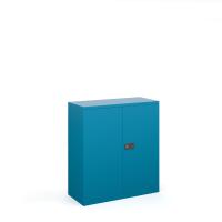 Steel contract cupboard with 1 shelf 1000mm high - blue