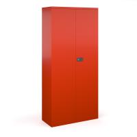 Steel contract cupboard with 4 shelves 1968mm high - red