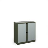 Bisley systems storage low tambour cupboard 1000mm high - olive green