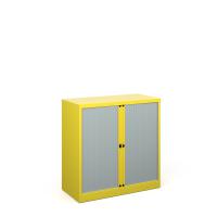 Bisley systems storage low tambour cupboard 1000mm high - yellow