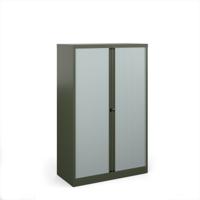 Bisley systems storage medium tambour cupboard 1570mm high - olive green