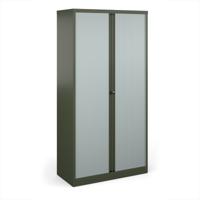 Bisley systems storage high tambour cupboard 1970mm high - olive green