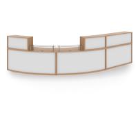 Denver extra large curved complete reception unit - beech with white panels