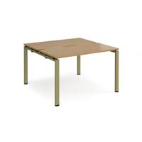 Adapt back to back desks 1200mm x 1200mm - green frame, oak top