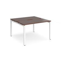 Adapt back to back desks 1200mm x 1200mm - white frame, walnut top