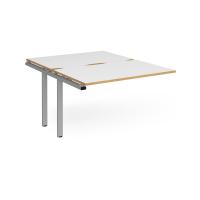 Adapt add on unit single 1200mm x 1600mm - silver frame, white top with oak edging