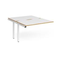 Adapt add on unit single 1200mm x 1600mm - white frame, white top with oak edging