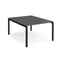 Adapt back to back desks 1200mm x 1600mm - black frame, storm grey top