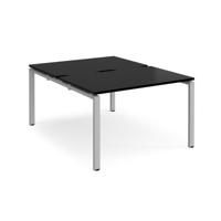 Adapt back to back desks 1200mm x 1600mm - silver frame, black top