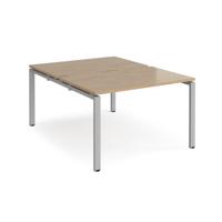 Adapt back to back desks 1200mm x 1600mm - silver frame, kendal oak top