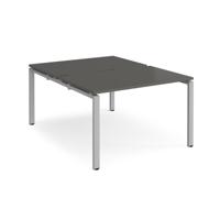 Adapt back to back desks 1200mm x 1600mm - silver frame, storm grey top