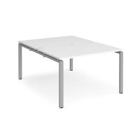 Adapt back to back desks 1200mm x 1600mm - silver frame, white top