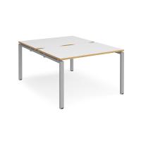 Adapt starter units back to back 1200mm x 1600mm - silver frame, white top with oak edging