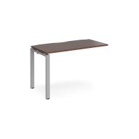 Adapt add on unit single 1200mm x 600mm - silver frame, walnut top