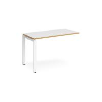 Adapt add on unit single 1200mm x 600mm - white frame, white top with oak edging