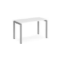 Adapt single desk 1200mm x 600mm - silver frame, white top