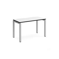 Adapt single desk 1200mm x 600mm - silver frame, white top, black edge