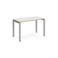 Adapt starter unit single 1200mm x 600mm - silver frame, white top with oak edging