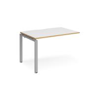 Adapt add on unit single 1200mm x 800mm - silver frame, white top with oak edging