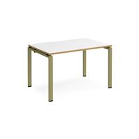 Adapt single desk 1200mm x 800mm - green frame, white top, oak edge