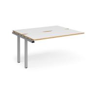 Adapt add on unit single 1400mm x 1200mm - silver frame, white top with oak edging