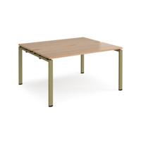 Adapt back to back desks 1400mm x 1200mm - green frame, beech top