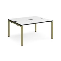 Adapt back to back desks 1400mm x 1200mm - green frame, white top, black edge