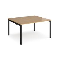 Adapt back to back desks 1400mm x 1200mm - black frame, oak top