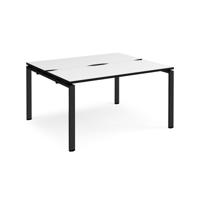 Adapt back to back desks 1400mm x 1200mm - black frame, white top, black edge