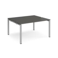 Adapt back to back desks 1400mm x 1200mm - silver frame, storm grey top