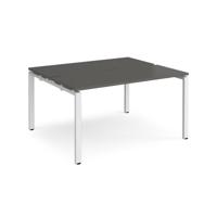 Adapt back to back desks 1400mm x 1200mm - white frame, storm grey top