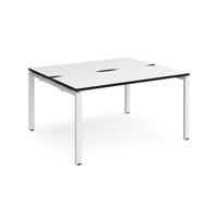 Adapt back to back desks 1400mm x 1200mm - white frame, white top, black edge