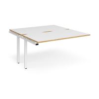 Adapt add on unit single 1400mm x 1600mm - white frame, white top with oak edging
