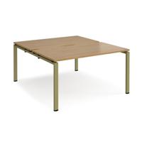 Adapt back to back desks 1400mm x 1600mm - green frame, oak top