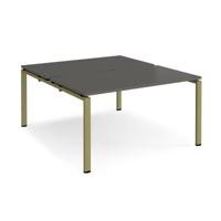 Adapt back to back desks 1400mm x 1600mm - green frame, storm grey top